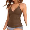 imageHolipick Tankini for Women V Neck Tummy Control Swim Top Ruched Bathing Suit No BottomBrown