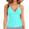 imageHolipick Tankini for Women V Neck Tummy Control Swim Top Ruched Bathing Suit No BottomLight Bluegreen