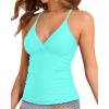 imageHolipick Tankini for Women V Neck Tummy Control Swim Top Ruched Bathing Suit No BottomLight Bluegreen