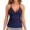 imageHolipick Tankini for Women V Neck Tummy Control Swim Top Ruched Bathing Suit No BottomNavy Blue