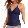 imageHolipick Tankini for Women V Neck Tummy Control Swim Top Ruched Bathing Suit No BottomNavy Blue
