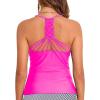imageHolipick Tankini for Women V Neck Tummy Control Swim Top Ruched Bathing Suit No BottomNeon Pink