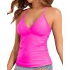 imageHolipick Tankini for Women V Neck Tummy Control Swim Top Ruched Bathing Suit No BottomNeon Pink