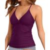 imageHolipick Tankini for Women V Neck Tummy Control Swim Top Ruched Bathing Suit No BottomPurple
