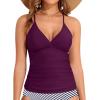 imageHolipick Tankini for Women V Neck Tummy Control Swim Top Ruched Bathing Suit No BottomPurple
