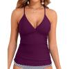 imageHolipick Tankini for Women V Neck Tummy Control Swim Top Ruched Bathing Suit No BottomPurple