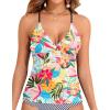 imageHolipick Tankini for Women V Neck Tummy Control Swim Top Ruched Bathing Suit No BottomWhite Floral
