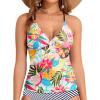 imageHolipick Tankini for Women V Neck Tummy Control Swim Top Ruched Bathing Suit No BottomWhite Floral