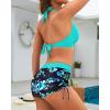 imageHolipick Two Piece Bathing Suit with Shorts for Women Push Up Bikini Swimsuit Set with Boy ShortAqua  Blue Floral