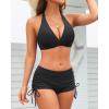 imageHolipick Two Piece Bathing Suit with Shorts for Women Push Up Bikini Swimsuit Set with Boy ShortBlack