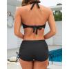 imageHolipick Two Piece Bathing Suit with Shorts for Women Push Up Bikini Swimsuit Set with Boy ShortBlack