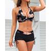 imageHolipick Two Piece Bathing Suit with Shorts for Women Push Up Bikini Swimsuit Set with Boy ShortBlack Floral