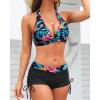 imageHolipick Two Piece Bathing Suit with Shorts for Women Push Up Bikini Swimsuit Set with Boy ShortColorful Floral