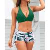 imageHolipick Two Piece Bathing Suit with Shorts for Women Push Up Bikini Swimsuit Set with Boy ShortGreen