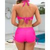 imageHolipick Two Piece Bathing Suit with Shorts for Women Push Up Bikini Swimsuit Set with Boy ShortHot Pink