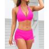imageHolipick Two Piece Bathing Suit with Shorts for Women Push Up Bikini Swimsuit Set with Boy ShortHot Pink
