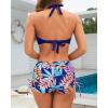 imageHolipick Two Piece Bathing Suit with Shorts for Women Push Up Bikini Swimsuit Set with Boy ShortNavy Blue and Leaves