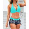 imageHolipick Two Piece Bathing Suit with Shorts for Women Push Up Bikini Swimsuit Set with Boy ShortTurquoise