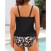 imageHolipick Two Piece Blouson Tankini Swimsuits for Women Tummy Control Bathing Suits Modest Tankini Top with Bikini BottomBlack Leopard