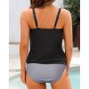 imageHolipick Two Piece Blouson Tankini Swimsuits for Women Tummy Control Bathing Suits Modest Tankini Top with Bikini BottomBlack Striped