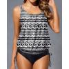imageHolipick Two Piece Blouson Tankini Swimsuits for Women Tummy Control Bathing Suits Modest Tankini Top with Bikini BottomBlack White
