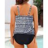 imageHolipick Two Piece Blouson Tankini Swimsuits for Women Tummy Control Bathing Suits Modest Tankini Top with Bikini BottomBlack White