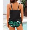 imageHolipick Two Piece Blouson Tankini Swimsuits for Women Tummy Control Bathing Suits Modest Tankini Top with Bikini BottomBlack With Leaf
