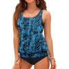 imageHolipick Two Piece Blouson Tankini Swimsuits for Women Tummy Control Bathing Suits Modest Tankini Top with Bikini BottomBlue With Paisley