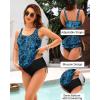 imageHolipick Two Piece Blouson Tankini Swimsuits for Women Tummy Control Bathing Suits Modest Tankini Top with Bikini BottomBlue With Paisley