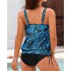imageHolipick Two Piece Blouson Tankini Swimsuits for Women Tummy Control Bathing Suits Modest Tankini Top with Bikini BottomBlue With Paisley