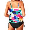imageHolipick Two Piece Blouson Tankini Swimsuits for Women Tummy Control Bathing Suits Modest Tankini Top with Bikini BottomColor Block
