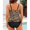 imageHolipick Two Piece Blouson Tankini Swimsuits for Women Tummy Control Bathing Suits Modest Tankini Top with Bikini BottomLeopard