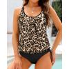 imageHolipick Two Piece Blouson Tankini Swimsuits for Women Tummy Control Bathing Suits Modest Tankini Top with Bikini BottomLeopard