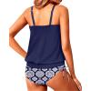 imageHolipick Two Piece Blouson Tankini Swimsuits for Women Tummy Control Bathing Suits Modest Tankini Top with Bikini BottomNavy Blue