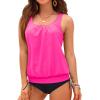 imageHolipick Two Piece Blouson Tankini Swimsuits for Women Tummy Control Bathing Suits Modest Tankini Top with Bikini BottomPink