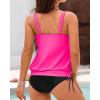 imageHolipick Two Piece Blouson Tankini Swimsuits for Women Tummy Control Bathing Suits Modest Tankini Top with Bikini BottomPink