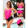 imageHolipick Two Piece Blouson Tankini Swimsuits for Women Tummy Control Bathing Suits Modest Tankini Top with Bikini BottomPink