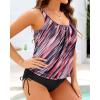 imageHolipick Two Piece Blouson Tankini Swimsuits for Women Tummy Control Bathing Suits Modest Tankini Top with Bikini BottomPink Striped