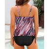 imageHolipick Two Piece Blouson Tankini Swimsuits for Women Tummy Control Bathing Suits Modest Tankini Top with Bikini BottomPink Striped