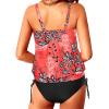 imageHolipick Two Piece Blouson Tankini Swimsuits for Women Tummy Control Bathing Suits Modest Tankini Top with Bikini BottomRed Floral