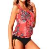 imageHolipick Two Piece Blouson Tankini Swimsuits for Women Tummy Control Bathing Suits Modest Tankini Top with Bikini BottomRed Floral