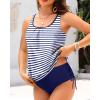 imageHolipick Two Piece Blouson Tankini Swimsuits for Women Tummy Control Bathing Suits Modest Tankini Top with Bikini BottomStripe