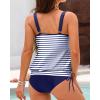 imageHolipick Two Piece Blouson Tankini Swimsuits for Women Tummy Control Bathing Suits Modest Tankini Top with Bikini BottomStripe