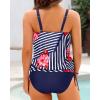 imageHolipick Two Piece Blouson Tankini Swimsuits for Women Tummy Control Bathing Suits Modest Tankini Top with Bikini BottomStripe Floral