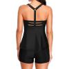 imageHolipick Two Piece Tankini Bathing Suits for Women Modest Athletic Tankini Top with Shorts Tummy Control SwimsuitsBlack