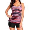 imageHolipick Two Piece Tankini Bathing Suits for Women Modest Athletic Tankini Top with Shorts Tummy Control SwimsuitsPink and Black Stripes