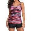 imageHolipick Two Piece Tankini Bathing Suits for Women Modest Athletic Tankini Top with Shorts Tummy Control SwimsuitsPink and Black Stripes