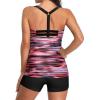 imageHolipick Two Piece Tankini Bathing Suits for Women Modest Athletic Tankini Top with Shorts Tummy Control SwimsuitsPink and Black Stripes