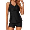 imageHolipick Two Piece Tankini Bathing Suits for Women Swim Tankini Top with Shorts Athletic Tummy Control SwimsuitsBlack