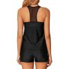 imageHolipick Two Piece Tankini Bathing Suits for Women Swim Tankini Top with Shorts Athletic Tummy Control SwimsuitsBlack